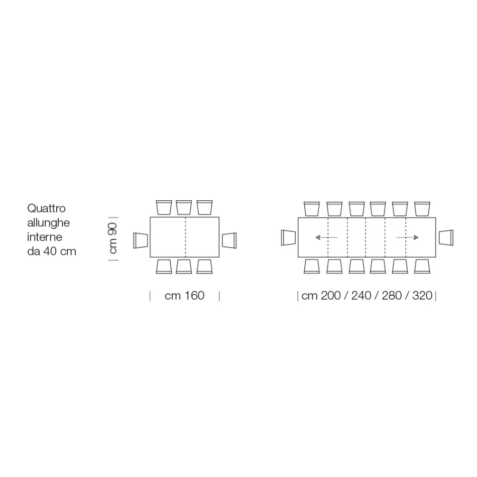 Masa extensibila din lemn laminat pana la 470 cm Made in Italy – Gordito Viadurini