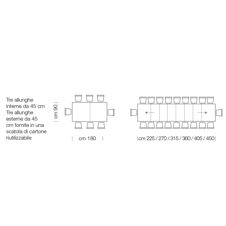 Masa extensibila din lemn laminat pana la 470 cm Made in Italy – Gordito Viadurini