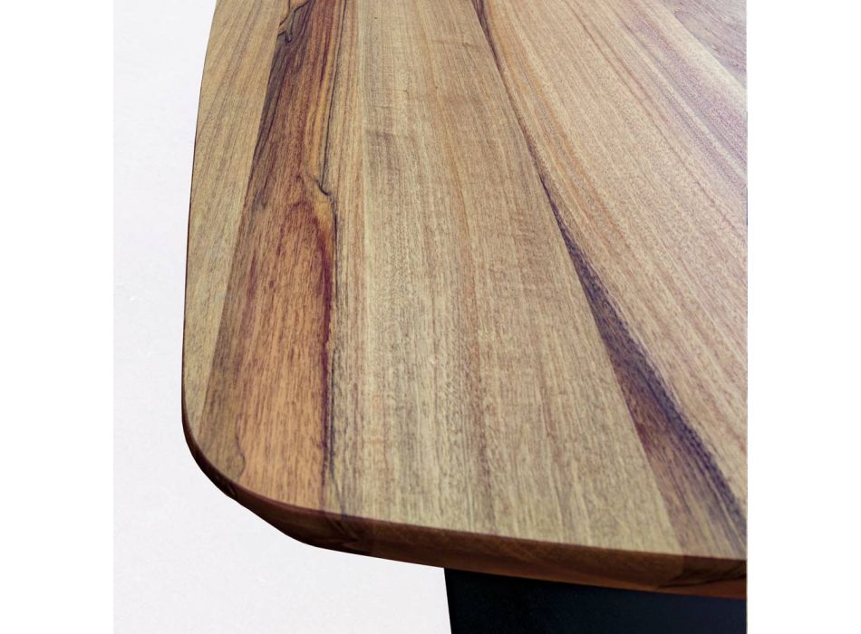 Masa din lemn masiv de nuc cu baza metalica si margine inclinata - Nora Viadurini