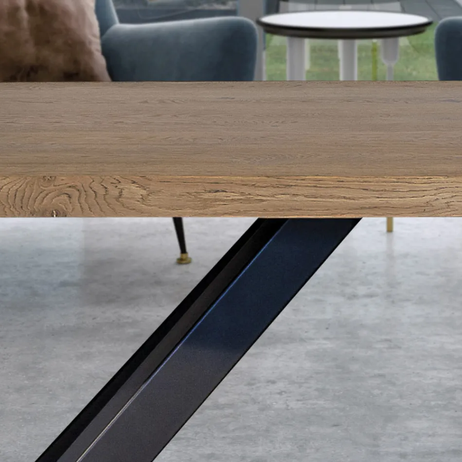 Masa placata cu stejar Masellato si metal Made in Italy - Seul Viadurini