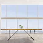 Masa din stejar masiv si picioare metalice Made in Italy - Consuelo Viadurini