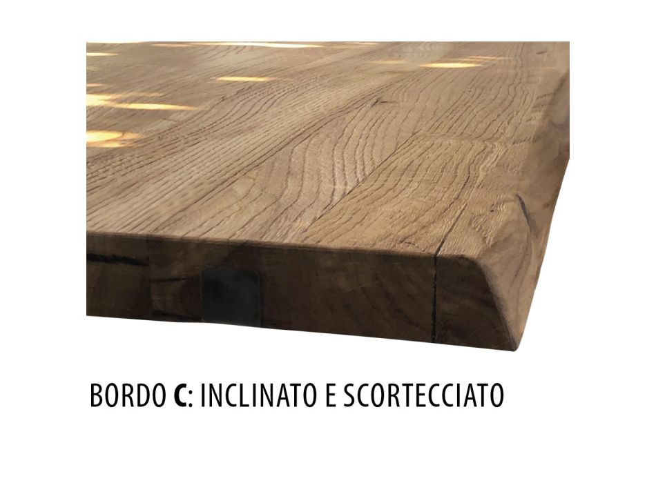 Masa din stejar Masellato innodat si picioare metalice Made in Italy - Vicente Viadurini