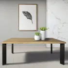 Masa din stejar Masellato innodat si picioare metalice Made in Italy - Vicente Viadurini