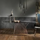 Design modern de masă din sticlă călită fabricat în Italia, Mitia Viadurini