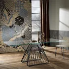 Design modern de masă din sticlă călită fabricat în Italia, Mitia Viadurini