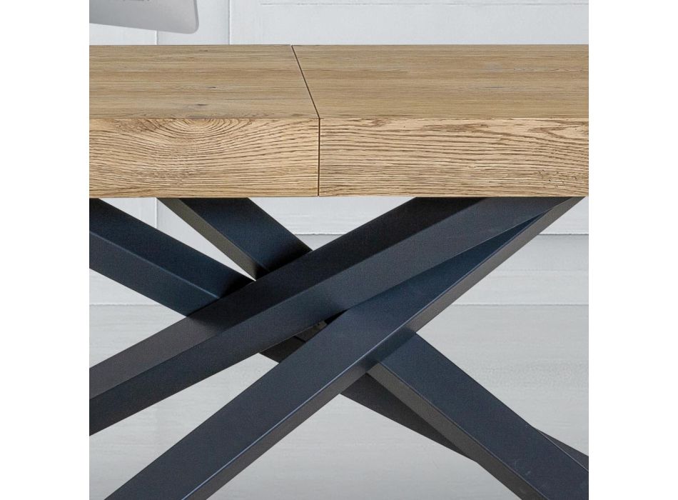 Masa de interior extensibila din lemn masiv si metal Made in Italy - Khal Viadurini