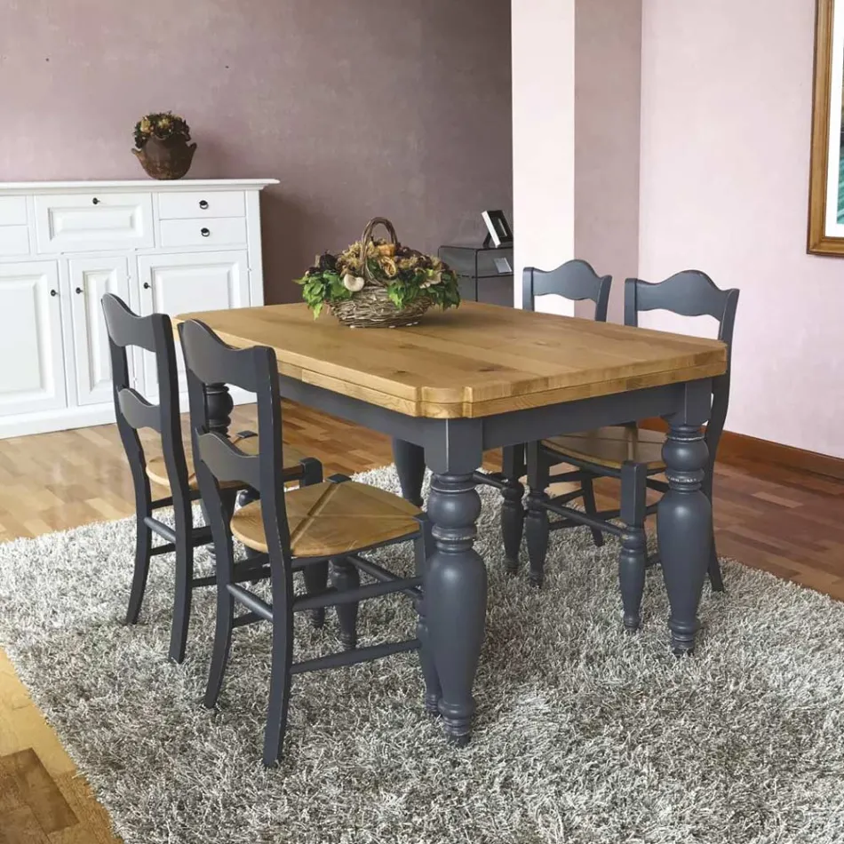 Masa de living extensibila din stejar cu coltare modelate Made in Italy - Rafael Viadurini