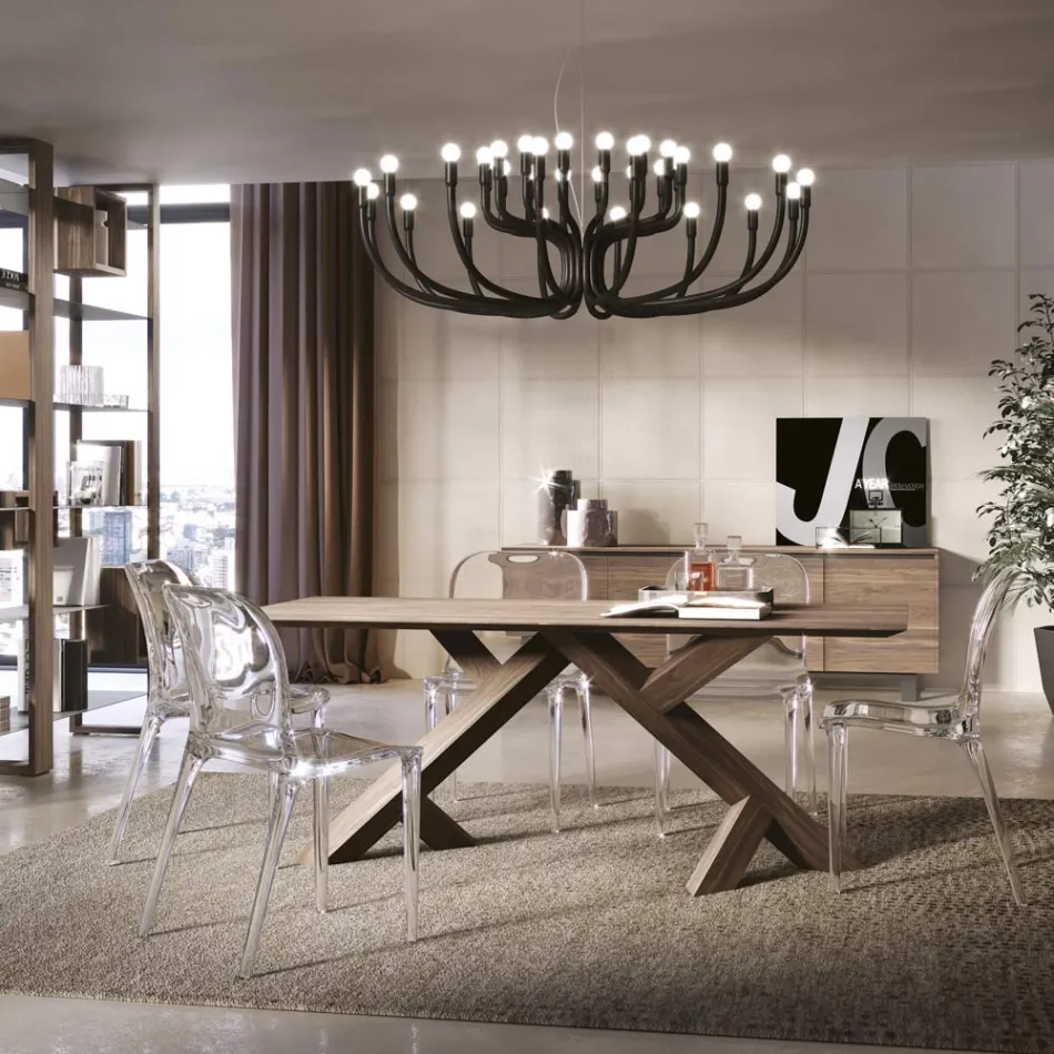 Masa de living din nuc masiv innodat Made in Italy - Boromir Viadurini