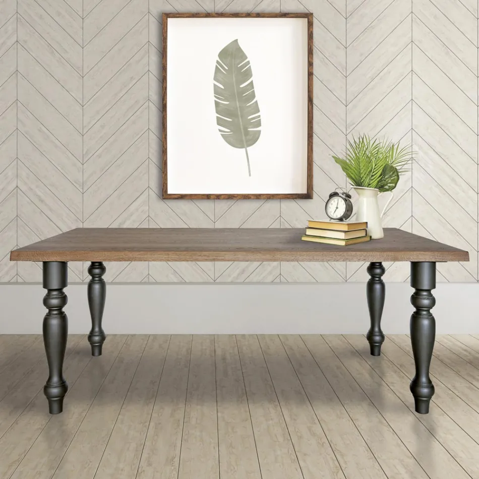 Masa de living placata in stejar masiv Made in Italy - Geolier Viadurini