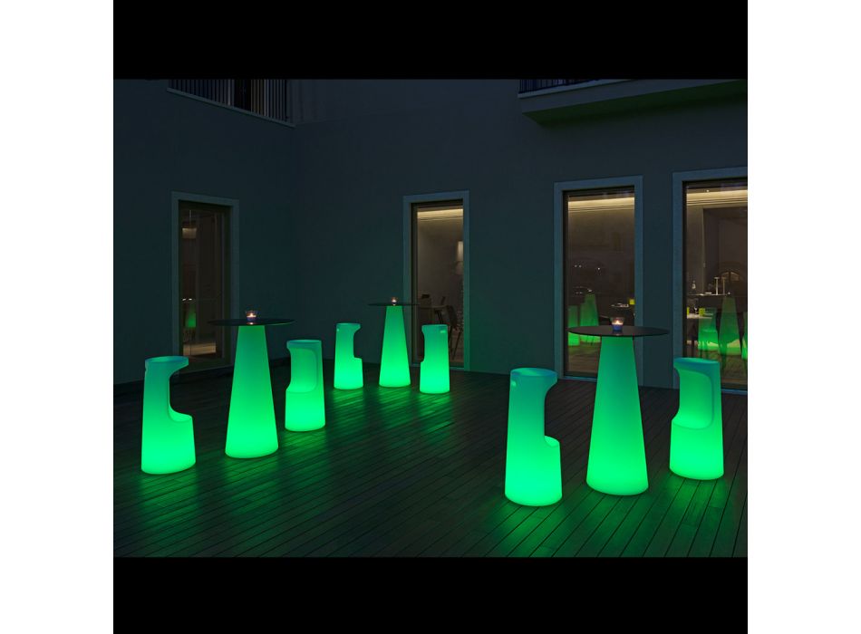 Masa Luminoasa Exterioara cu LED din Hpl si Polietilena Made in Italy - Forlina Viadurini