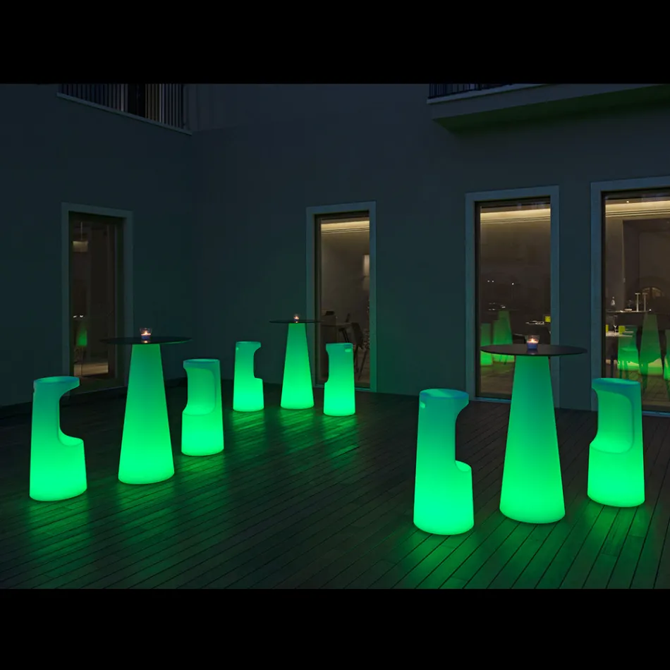 Masa Luminoasa Exterioara cu LED din Hpl si Polietilena Made in Italy - Forlina Viadurini