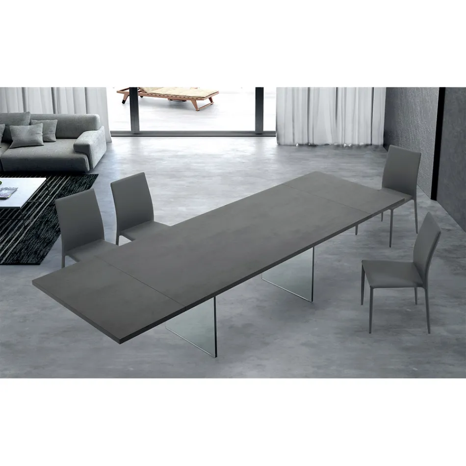 Masa moderna extensibila pana la 300 cm din laminat si sticla Made in Italy - Tear Viadurini