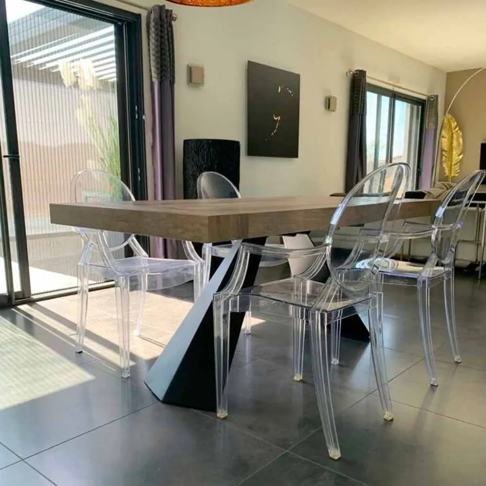 Masă extensibilă modernă Până la 260/280 cm în lemn și metal - Teramo Viadurini