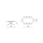 Masă ovală 180x100 cm din sticlă fumurie ciocănită și metal - Domus Viadurini