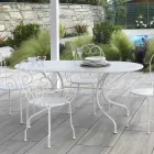 Masă de grădină ovală realizată în întregime din metal - Archive Viadurini