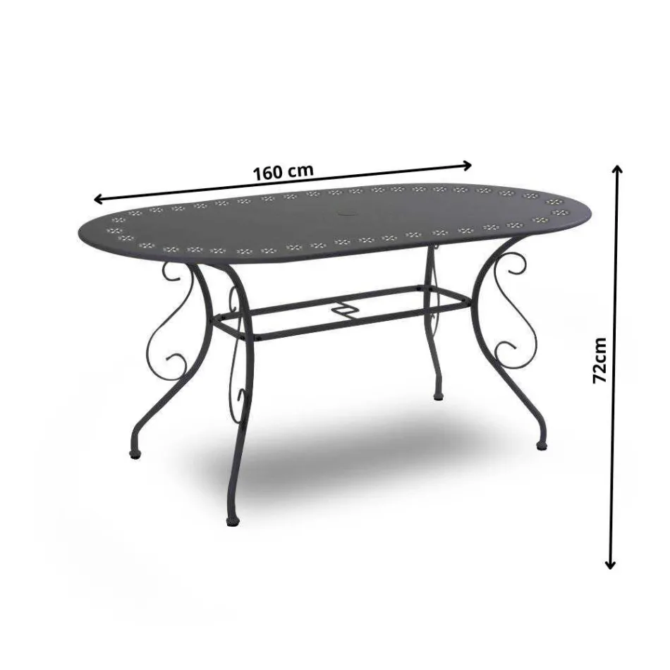 Masă de grădină ovală realizată în întregime din metal - Archive Viadurini