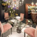 masa de design oval cu blat de sticla de 100% Made in Italy Zoe Viadurini