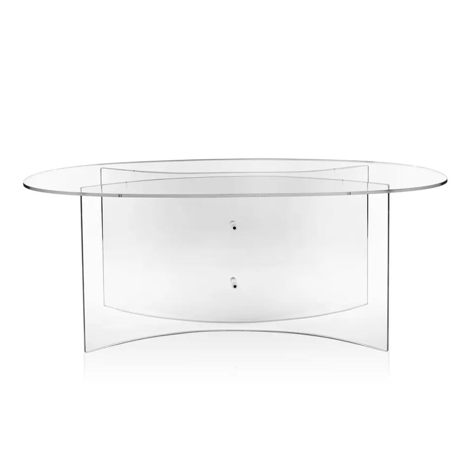 Masă ovală din plexiglas transparent fabricată în Italia - Gabriela Viadurini