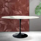 Masă ovală Tulip Saarinen, 74 cm, în ceramică mată Florim Statuario - Stacojiu Viadurini