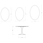 Masă ovală Tulip Saarinen, 74 cm, în ceramică mată Florim Statuario - Stacojiu Viadurini