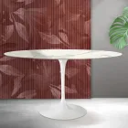 Masă ovală Tulip Saarinen, 74 cm, în ceramică mată Florim Statuario - Stacojiu Viadurini