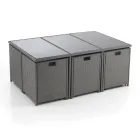 Masa de interior si exterior cu 6 scaune cu spatar rabatabil si 4 puf - Venir Viadurini