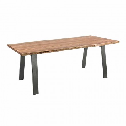 Masă de sufragerie design din lemn și oțel Homemotion - Cannes Viadurini