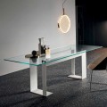 Blat de masă din picioare de sticlă și metal extra-clare, calitate Made in Italy - Speck