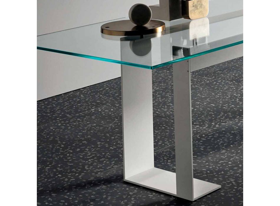 Blat de masă din sticlă extra-clară și picioare metalice 3 Finisaje 4 dimensiuni - Speck Viadurini