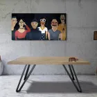 Masa placata din stejar Masellato innodat si metal Made in Italy - Luanda Viadurini