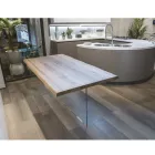 Masa placata cu stejar masiv si baza de cristal Made in Italy - Noelia Viadurini