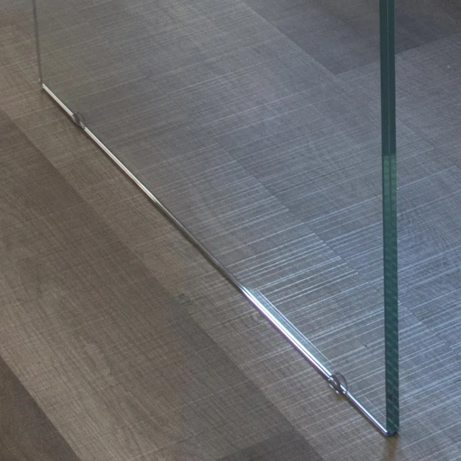 Masa placata cu stejar masiv si baza de cristal Made in Italy - Noelia Viadurini