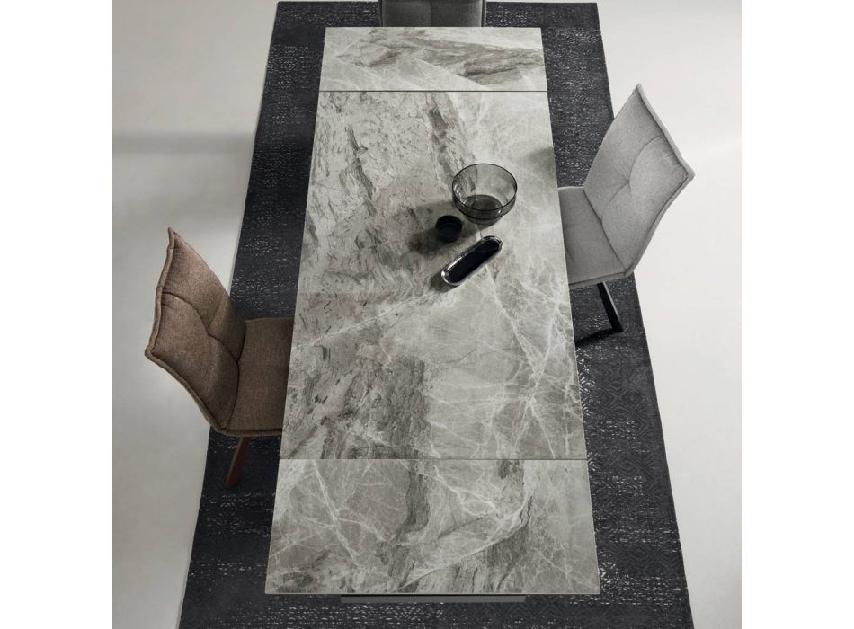 Masa de sufragerie extensibila la 240 cm cu efect de marmura si structura metalica - Yvan Viadurini