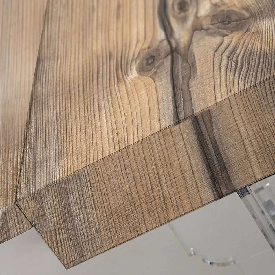 Masa de sufragerie extensibila pana la 255 cm din plexiglas si lemn Made in Italy - Francoise Viadurini