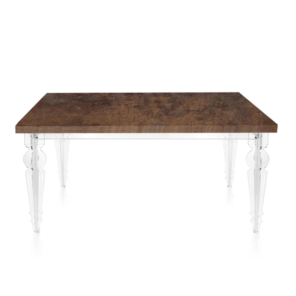 Masa de sufragerie extensibila pana la 255 cm din plexiglas si lemn Made in Italy - Francoise Viadurini