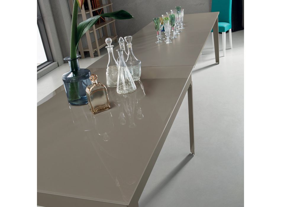 Masa de sufragerie extensibila la 380 cm din sticla si metal 16 locuri - Fiorentino Viadurini