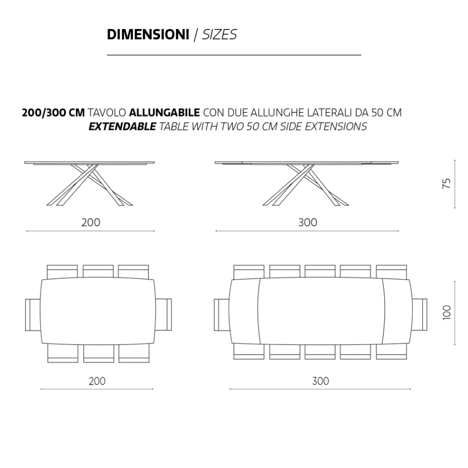 Masa de sufragerie extensibila pana la 300 cm din stejar Made in Italy - Antonino Viadurini