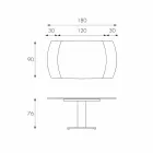 Masă extensibilă din sticlă și imitație din piele, L120 / 180xP90cm, Lelia Viadurini