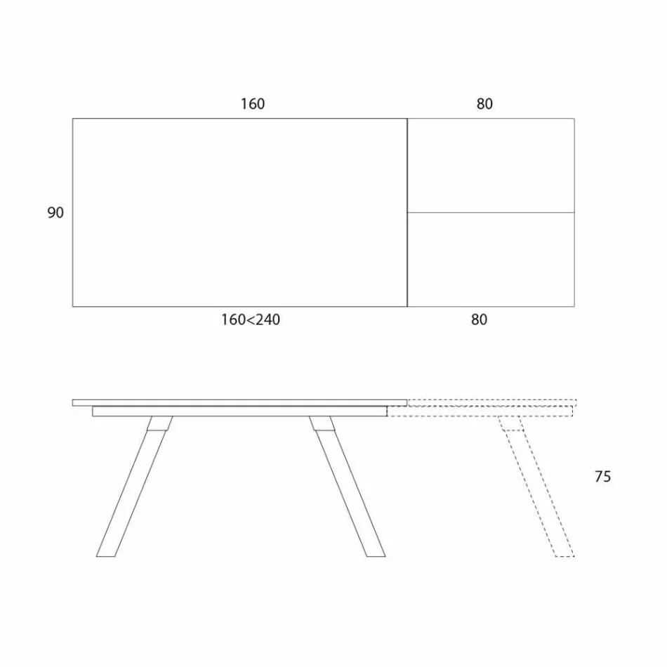 Masă extensibilă de masă din ceramică până la 2,8 m Fabricat în Italia - Paoluccio Viadurini