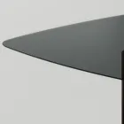 Masa de sufragerie cu blat patrat din sticla si baza din lemn Made in Italy - Kuadro Viadurini