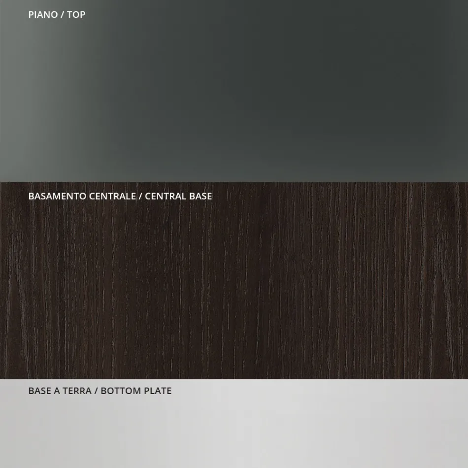 Masa de sufragerie cu blat patrat din sticla si baza din lemn Made in Italy - Kuadro Viadurini