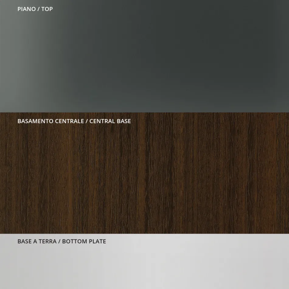 Masa de sufragerie cu blat patrat din sticla si baza din lemn Made in Italy - Kuadro Viadurini