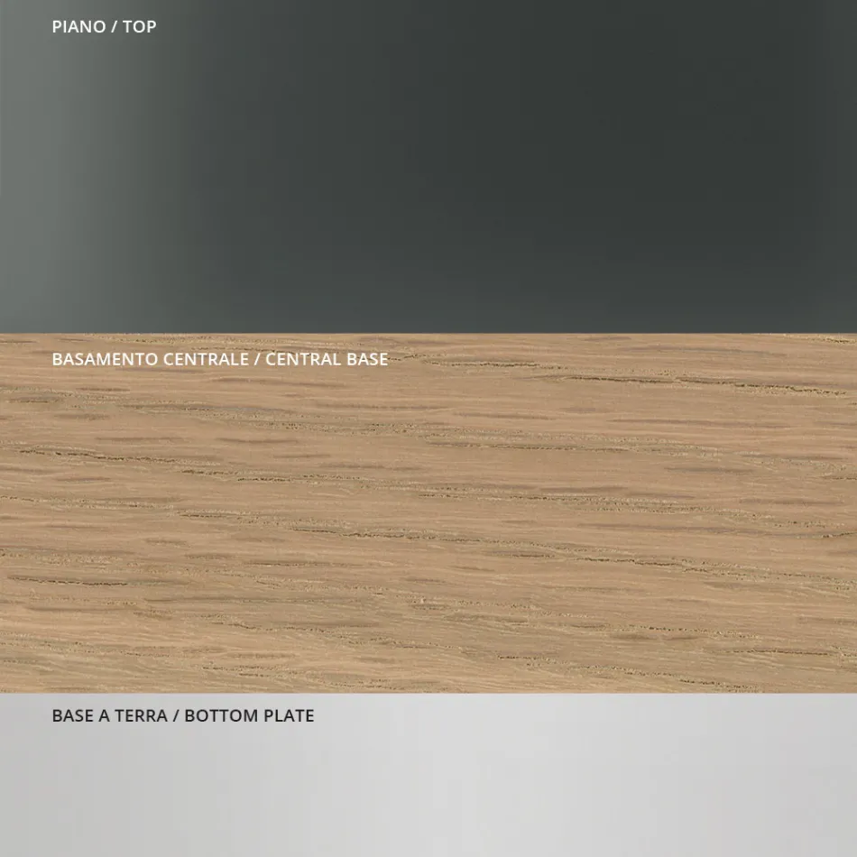 Masa de sufragerie cu blat patrat din sticla si baza din lemn Made in Italy - Kuadro Viadurini