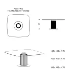 Masa de sufragerie cu blat patrat din sticla si baza din lemn Made in Italy - Kuadro Viadurini