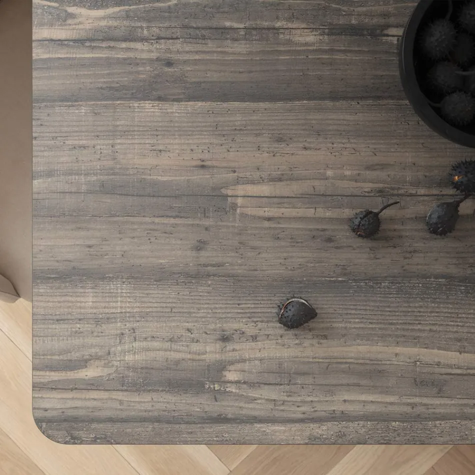 Masa de Sufragerie Fixa din Metal si Hpl Stratificat Made in Italy - Bastiano Viadurini