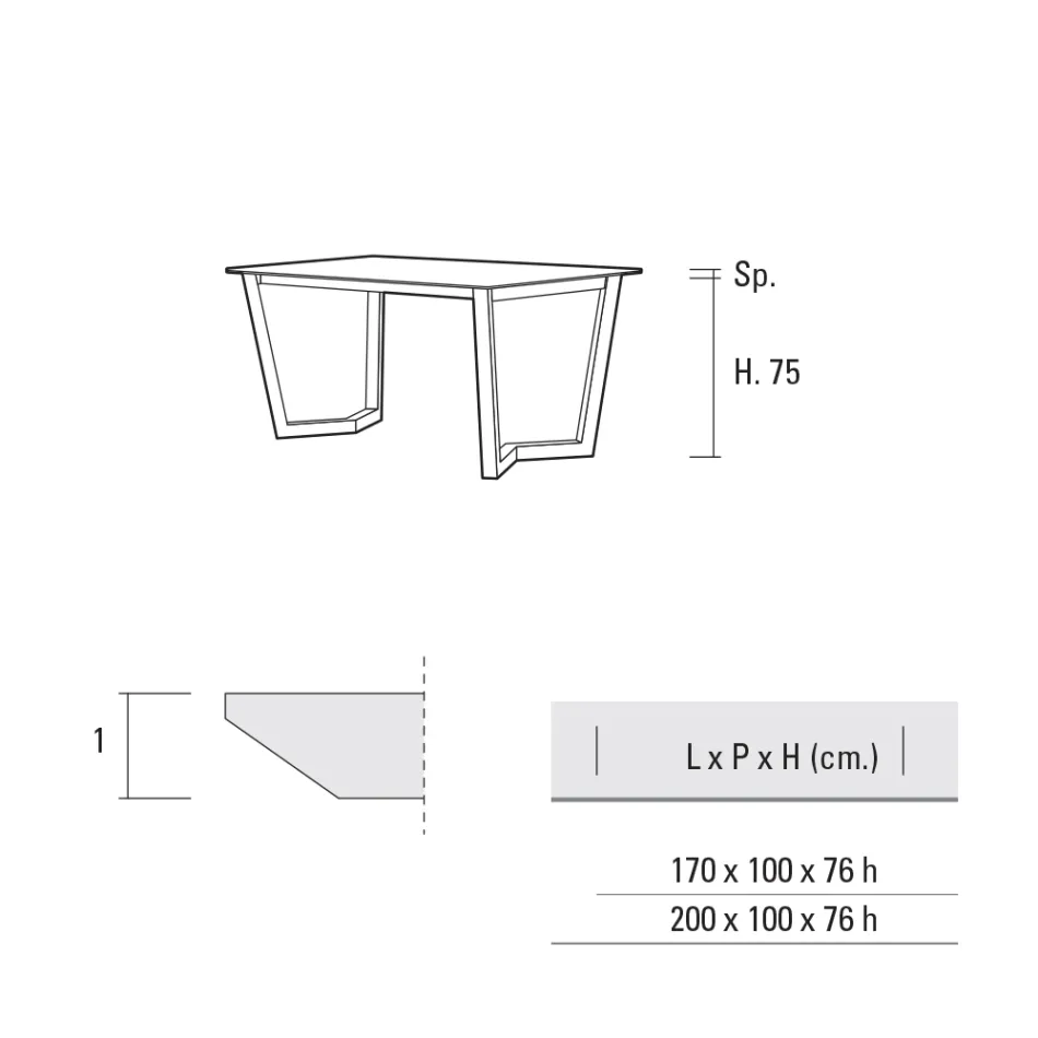 Masa de Sufragerie Fixa din Metal si Hpl Stratificat Made in Italy - Bastiano Viadurini