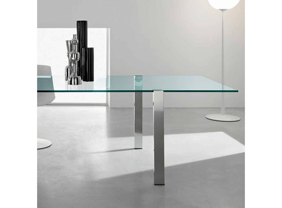 Masă de masă din sticlă transparentă și metal Diverse culori 5 dimensiuni - Aschio Viadurini