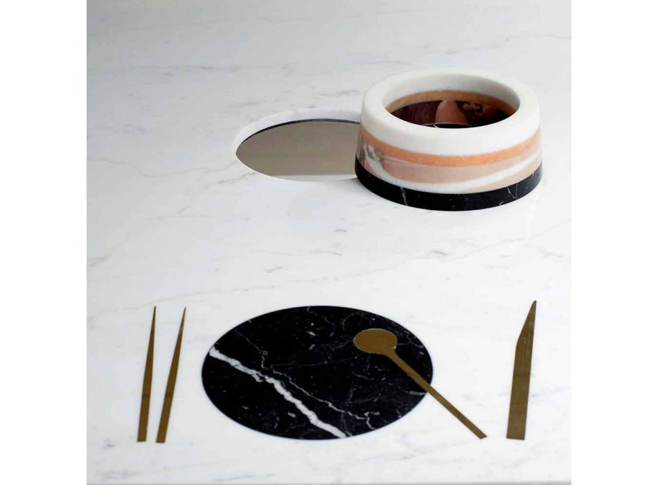 Masă de luat masa pătrată cu vază și incrustare de marmură 140 cm Luxury - Vesuvio Viadurini
