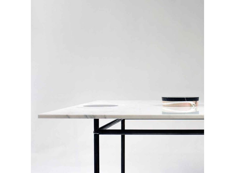 Masă de luat masa pătrată cu vază și incrustare de marmură 140 cm Luxury - Vesuvio Viadurini