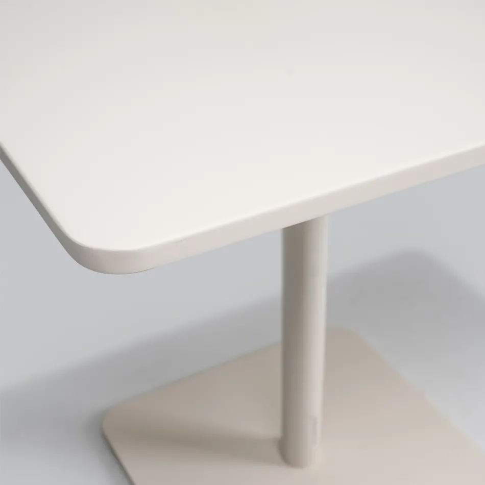 Masă pătrată 80x80 cm în aer liber din aluminiu bej - Alfresco Viadurini